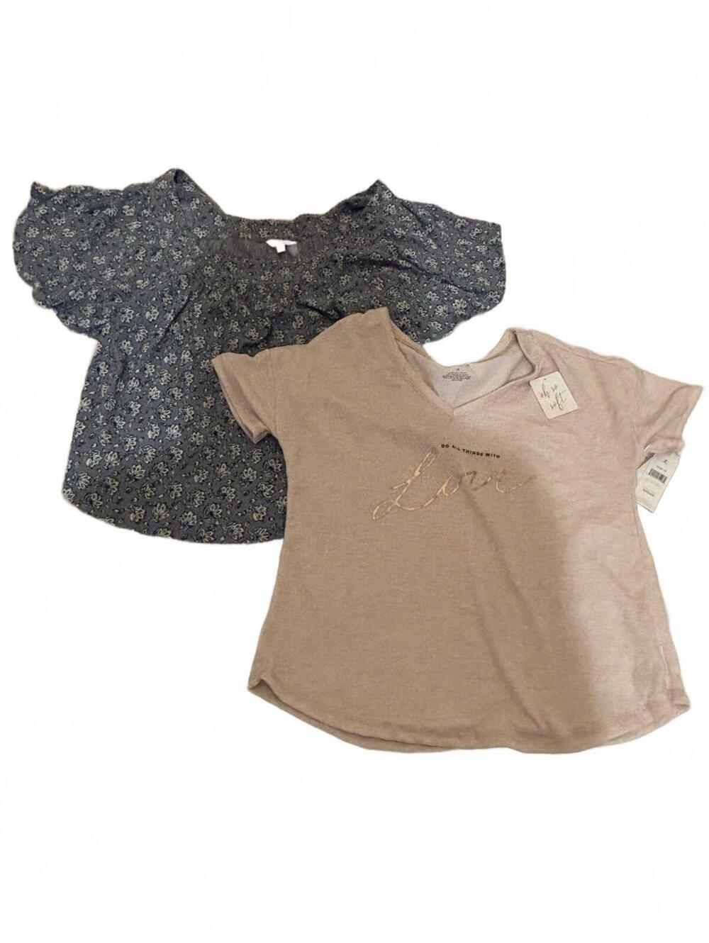 Women's sz S blue Lucky Brand blouse and bonus Wildfox tee sz S NEW #740
